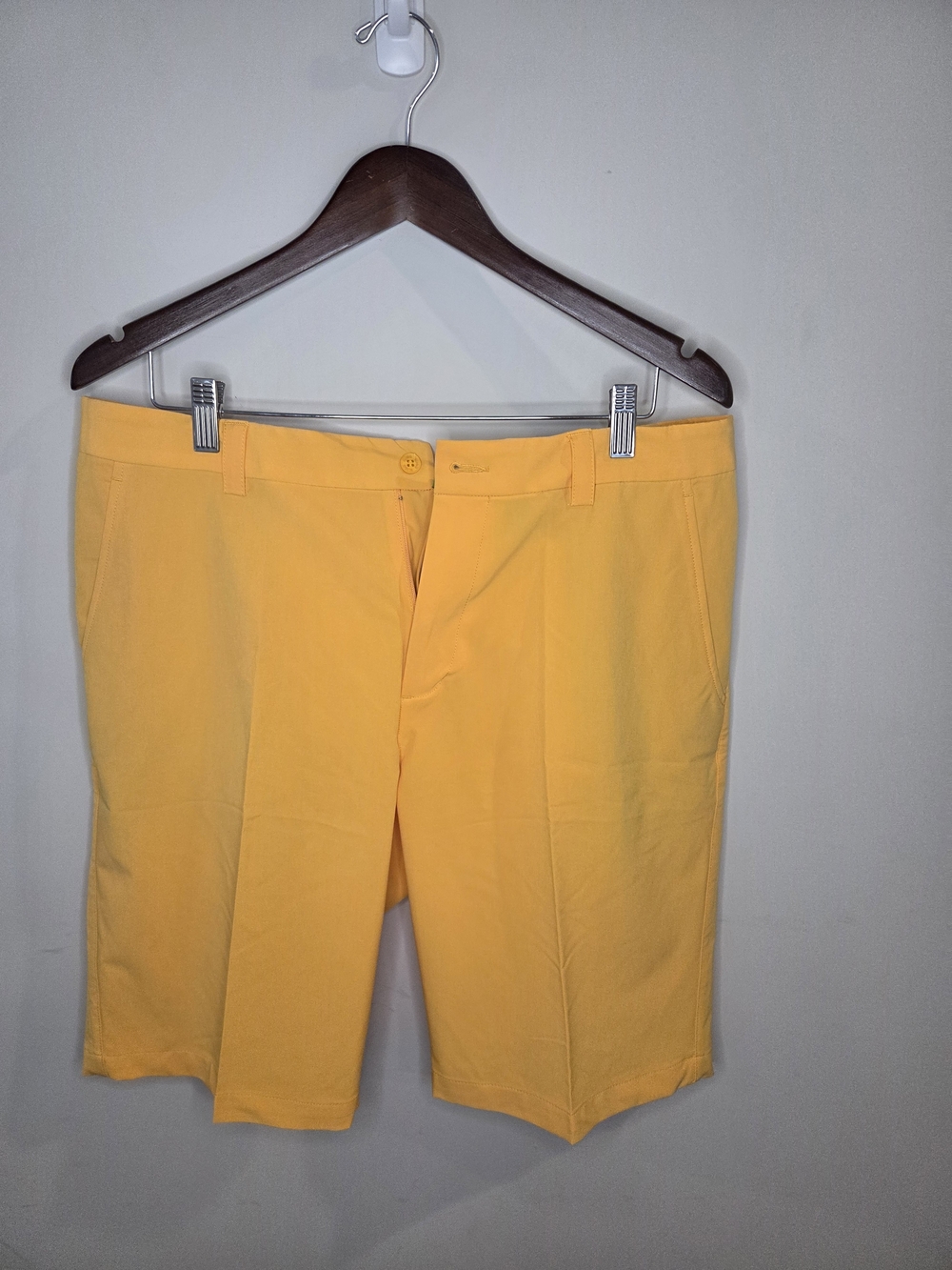 Men's Bright Yellow Flat-Front Golf Shorts